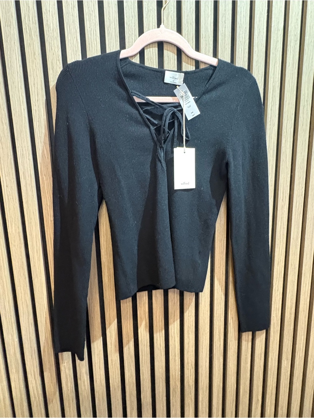 Wilfred Black Lace-Up Long Sleeve Top